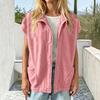 Women's Casual Sleeve Button-Up Loose Fit Jacket with Pockets for Everyday Wear