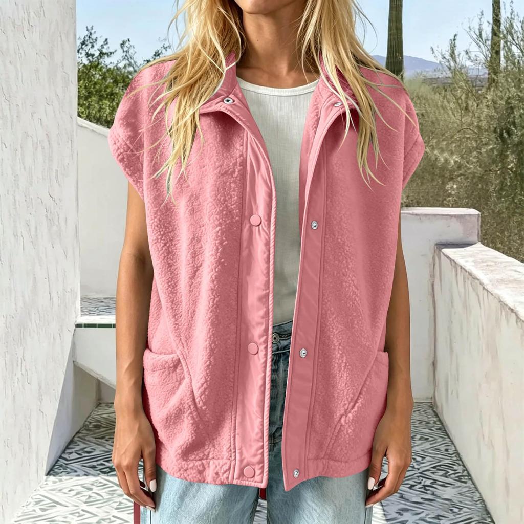 Women's Casual Sleeve Button-Up Loose Fit Jacket with Pockets for Everyday Wear