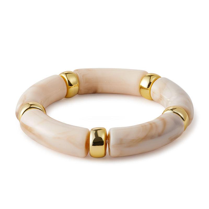 Summer Acrylic Bamboo Beads Bracelet for Women Multi Color Stretchy Resin Girls Charm Couple Bangles Men Jewelry Gift