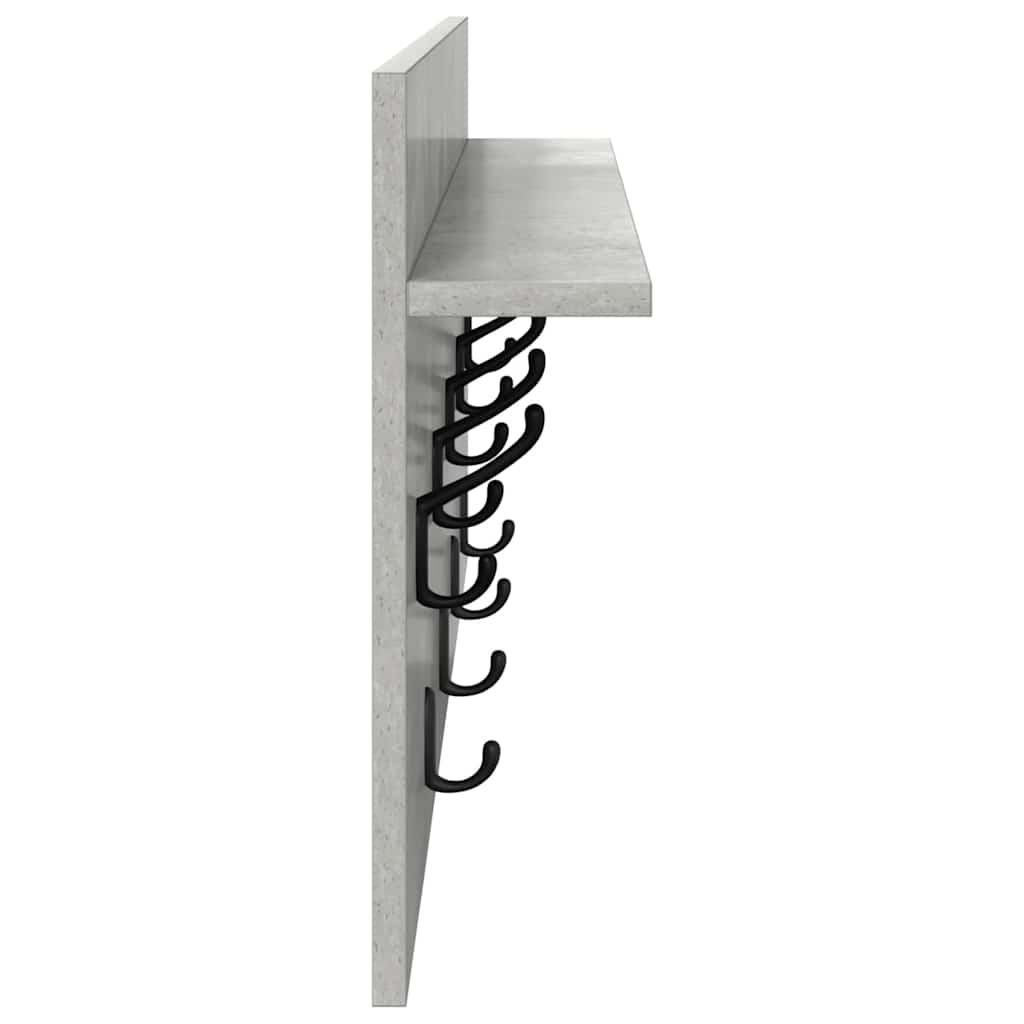 Wall Mounted Nightstand with Shelf Concrete Grey 80 x 40 x 12 cm