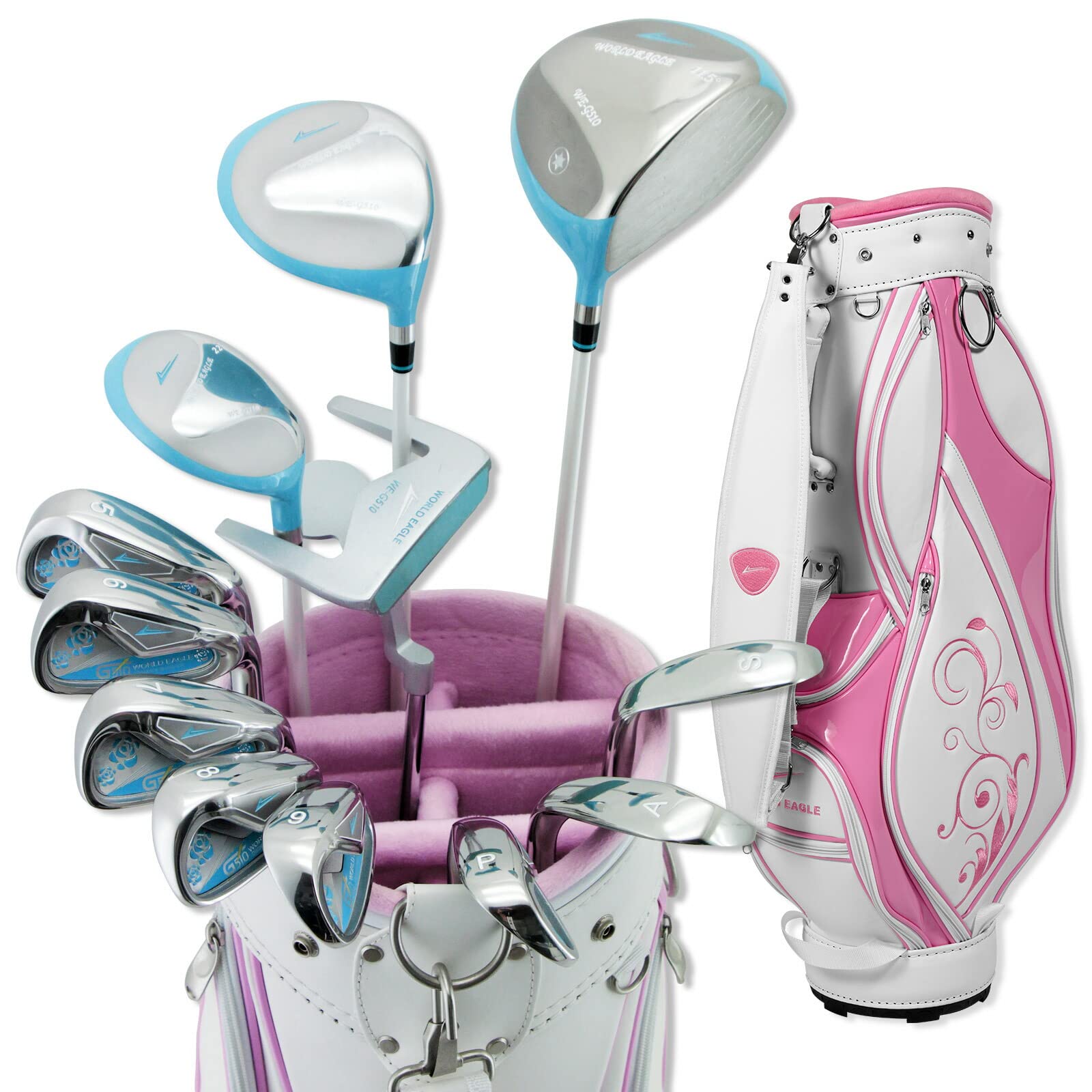 

WORLD EAGLE G510 Ladies Club Set 12 Clubs Right Handed Bag: 510 WhitePink Beginner