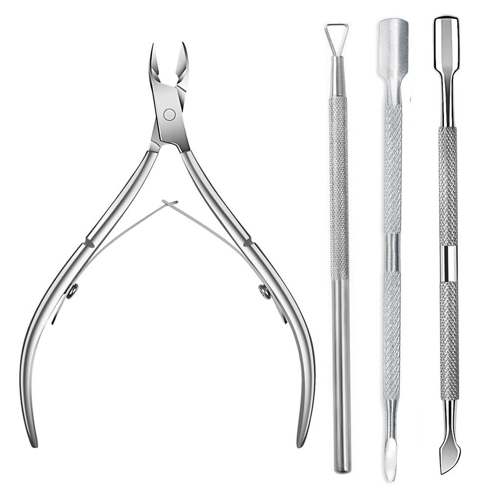 LINMANDA Cuticle Trimmer with Cuticle Pusher Nail Cuticle Nipper Professional Manicure Tools Stainless Steel Dual End Pusher