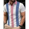 Summer New Style Men's Short-Sleeved Polo Shirt with 3D Vertical Pattern Print - Street Casual Fashionable and Comfortable