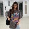 Retro Printed Summer Loose Short-sleeved T-shirt Women Korean Style Large Size Bottoming Shirt Top Women's Clothing