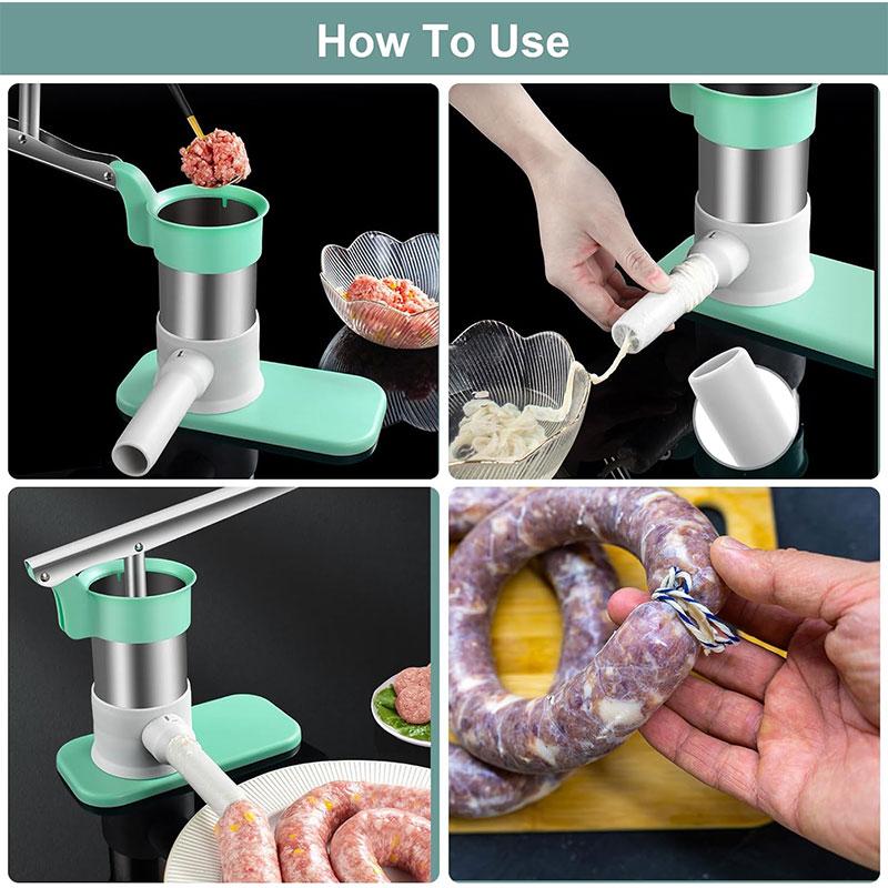 Sausage Stuffer Machine with 4 Stuffing Tubes Meat Stuffer Sausage Filling Tool Household Manual Vertical Sausage Maker Tool Kit