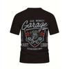 European Sizes Men'S Garage Theme Graphic T-Shirt with Gas Monkey & Car Slogan Print - 3D Print Retro Car Design, Short Sleeve Crew Neck Casual Tee
