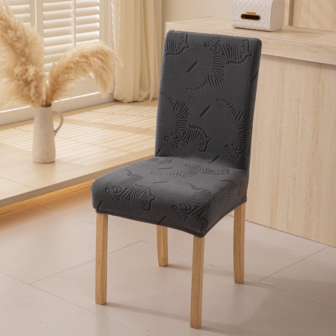

1/4pcs Zebra Pattern Jacquard Solid Polar Fleece Stretchy Dinning Chair Cover, Elastic Universal Fit for Chairs 1pc