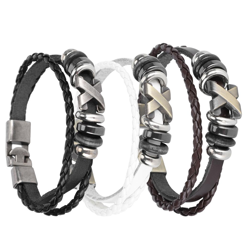 Hand Rope MultiLayer Knit Bracelet Handmade Fashionable Leather Couple Wristband