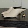 2025 New Trendy Designer Square Toed Elegant Women's Slippers Fashion Mid Heeled Sandals Size 42 Dress Femme Chaussures