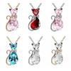 Luxury Wedding Bridal Women Cat Rhinestone Charm Pendant Necklace Party