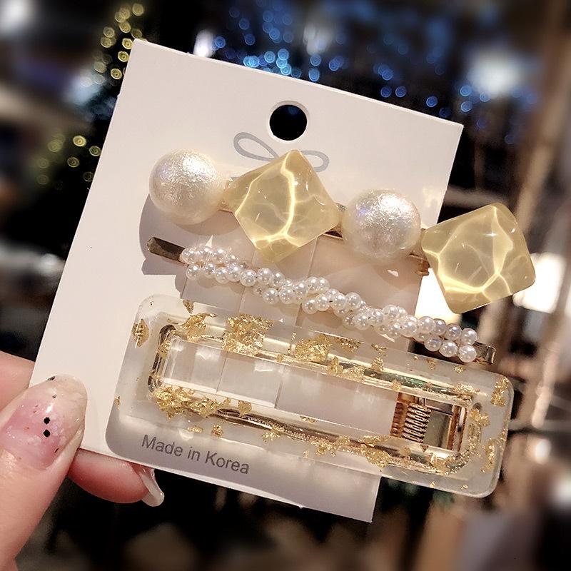 Fashion Hair Pins Side Clip Set Sweet Acrylic Waterdrop Hair Barrettes For Women Girls Korean Geometric Hair Accessories Jewelry