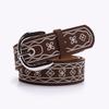 Chic American Retro Embroidered Women's Western Leather Belt - Fashionable, Versatile, and Perfect with Jeans.