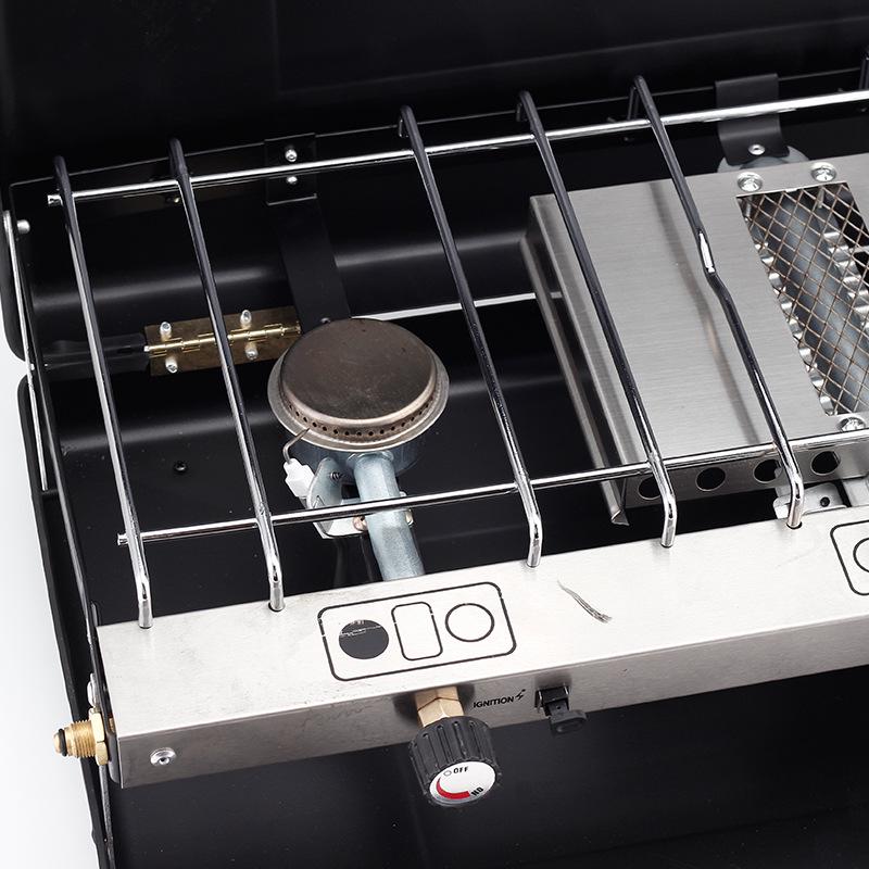 Outdoor Portable Folding BBQ Grill & Windproof Gas Stove with Double/Triple Burners for Camping and Picnics