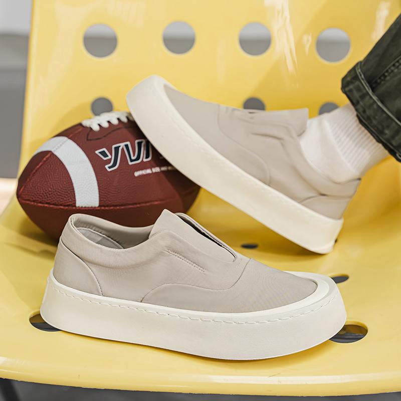 2025 Beige Loafers Man Comfortable Cloth Platform Casual Shoes For Man Lightweight Trendy Slip-on Driving Shoes Man Summer Shoes