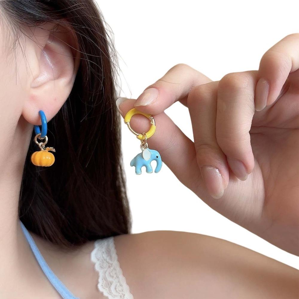Acrylic Zinc Zinc Alloy Elephant Pumpkin Stud Earrings Halloween Halloween Pendant Jewelry  Girl