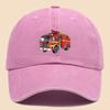 Pc Polyester Illustrated Fire Truck Creative Minimalist Themed Design Printed Baseball Cap Urban Casual Headwear Black Papa T
