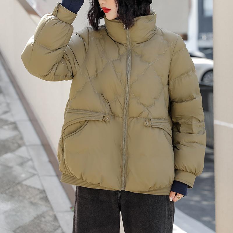 Daunenjacke Damen Kurzstil 2024 Neu Winter Stehkragen Warm Weiße Entendaunen