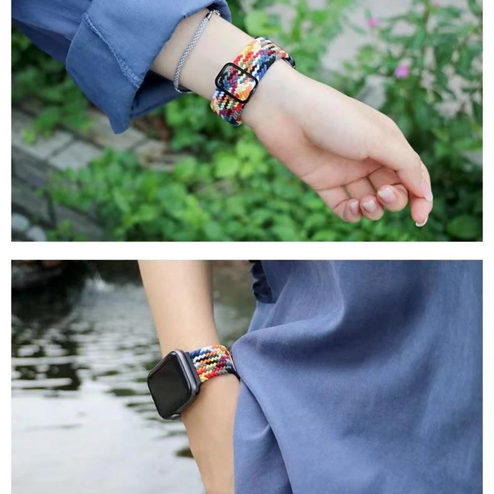 Nylon Braided Loop Band for Apple Watch Ultra/2 49mm 10 9 8 7 46mm 45mm 41mm 6 5 4 SE 44mm 40mm Elastic Strap for iWatch 3 42mm