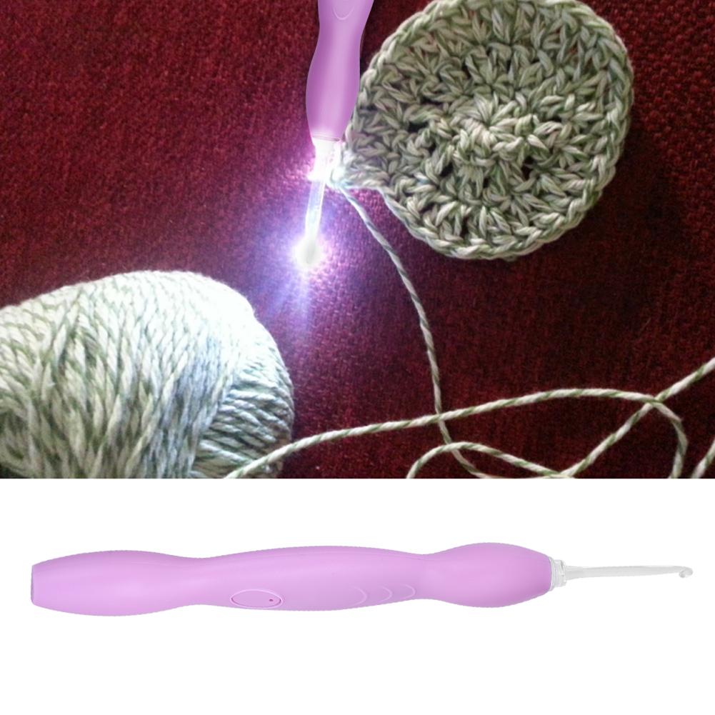 9 In 1 USB Rehargeable Light Up Crochet Hooks Needles Hand Weave Sewing Tools Set