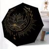 1pc Lotus Mandala Automatic Open/close Folding Compact Umbrella, 8-Rib Sturdy Canopy, Lightweight Portable, Everyday Use, Gift, Outdoor Umbrella, Trav