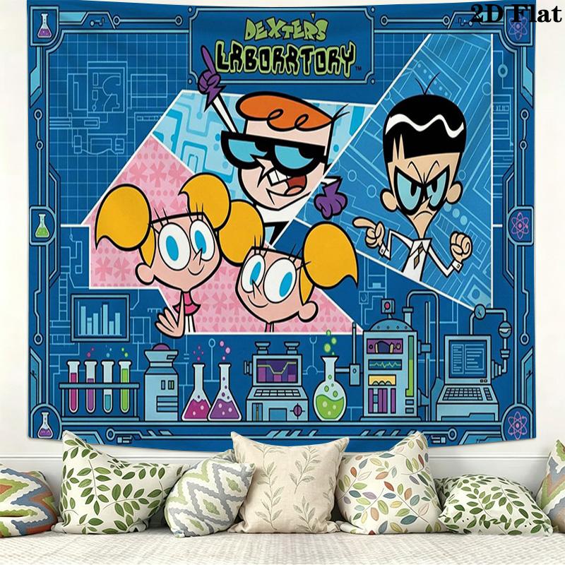 Dexter 's laboratory Wall Tapestry Aesthetic Wall Hanging Printed Fabric Blanket Decorative Tapestries for Bedroom Living Room Home Decor