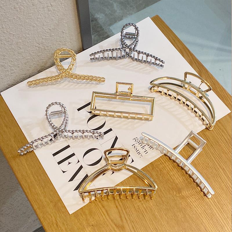 Simple Metal Geometric Hair Claw Clips Elegant Geometric Hair Accessories Cross Crab Bath Clip For Women Girl Headwear