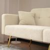 2 Seater Convertible Sofa, Adjustable Reclining Sofa Bed with Cushions and Side Storage Pockets - Lambswool - Beige