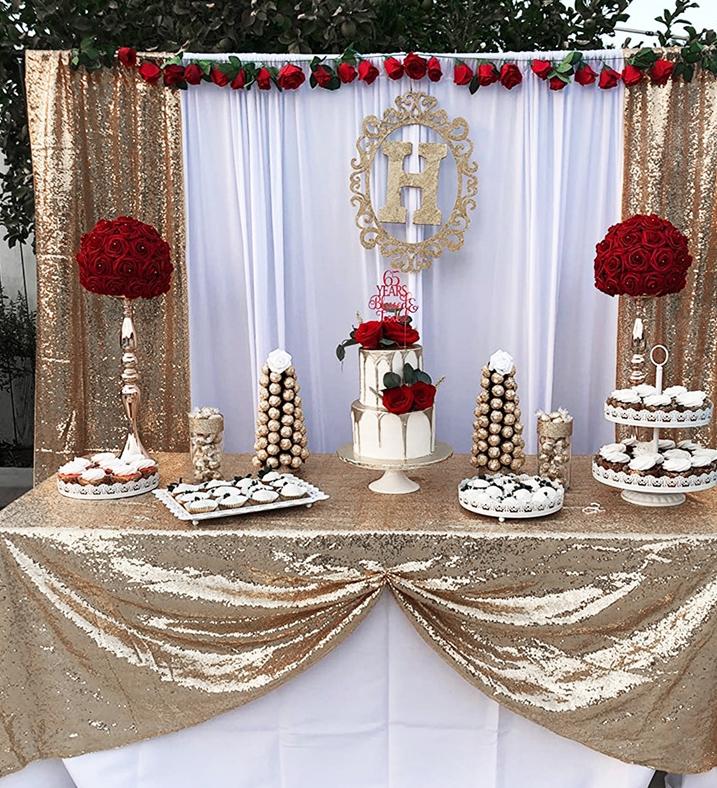 Gold/Silvery Sequin Backdrop Curtains, 2 Panels - 2FTx8FT Sequin Curtains for Party Wedding Sequence Backdrop Stage Decorations