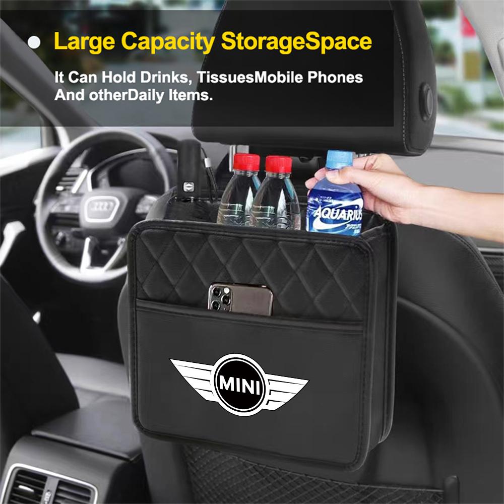 Foldable Car Logo Seat Back Hanging Storage Bag Organizer Case Accessories For a333 Cooper JCW WORKS R55 R56 F55 F56 R57 R58 R59 333a