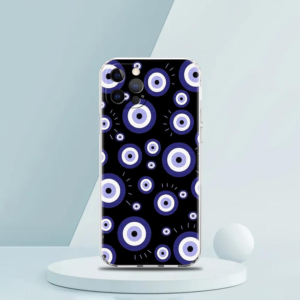 For iPhone 15 16 14 13 12 Mini 11 Pro Max XS X XR SE 7 8 Plus Silicone Clear Cover Blue Eye Art Luxury Phone Case
