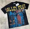 T-shirt Oversize Streetwear Retrò Americana con Stampa Scura e Effetto Usurato