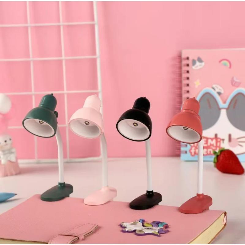 Reading light adjustable rotating clip mini desk lamp battery powered camping portable clip night light with multiple colors