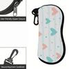 Cute Pastel Heart Print Soft Fabric Sunglasses Case, Portable Lightweight Eyeglass Pouch, Protective Eyewear Bag for Travel Daily Use