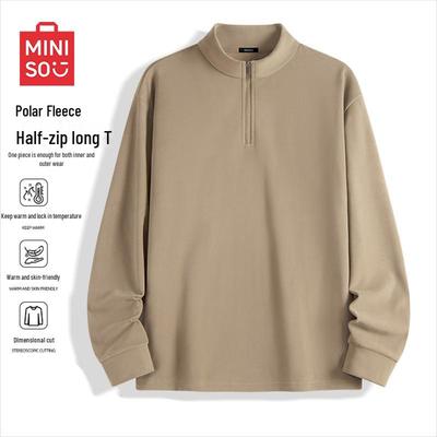 Men's Long-Sleeve Stand-Collar Half-Zip T-Shirt