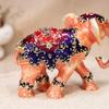 Elegant Thai Styles Metal Elephant Jewelry Box With Full Diamonds Decoration For Rings And Necklaces