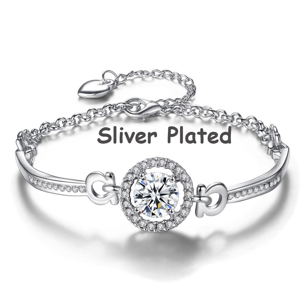 Elegant Zircon Gemstones Button Bangle Bracelet In Stainless Steel For Stylish Girls