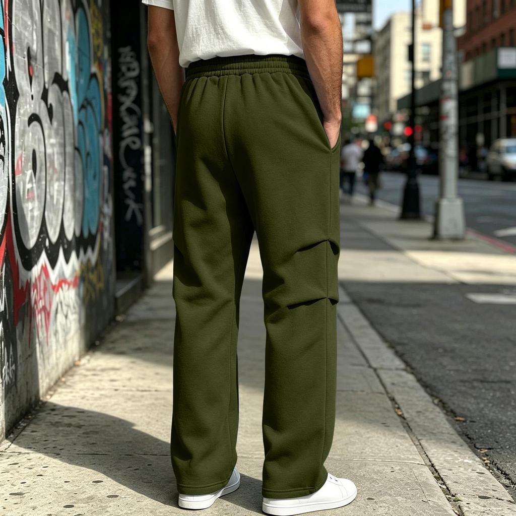 Pantalon de jogging décontracté pour homme de couleur, coupe ample, jambe droite large, avec taille élastique