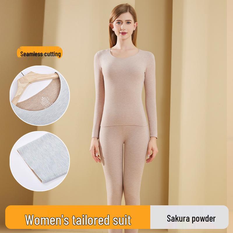 

Женский комплект термобелья из шелка и кашемира: Бесшовный, плотный и теплый для осени и зимы. 3XL (suggested 150-165 lbs)