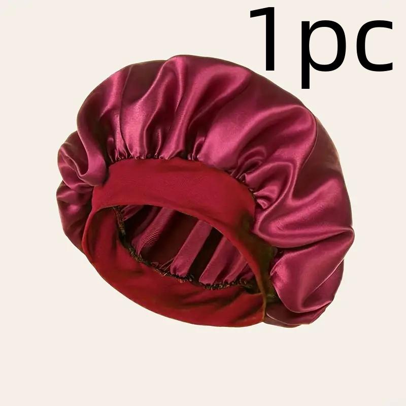 Luxurious Satin Sleep Cap Soft Wide Brim Nightcap Unisex Night Sleeping Bonnet with Wide Elastic Band Bath Hat For All Hair Type