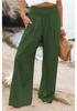 Women's Spring/Summer 2025 Cotton Linen Wide-Leg Pants - Solid Color, Elastic Waist, Casual Long Fit