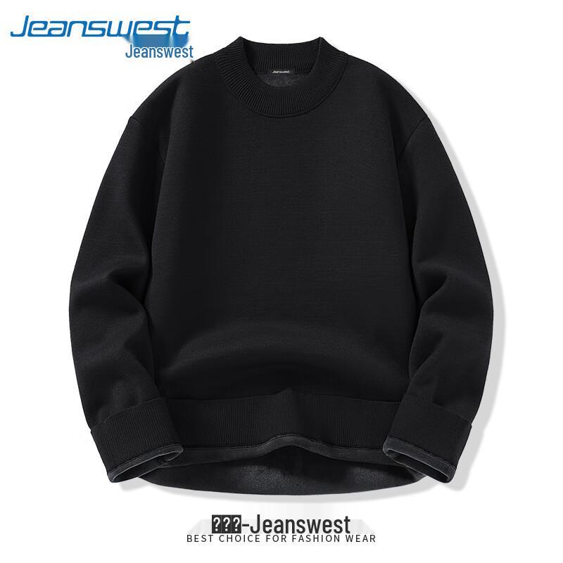 Jeanswest Men's Winter Plush Lined Knit Mock Neck Sweater