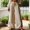 Damenhose Hohe Taille Weiter Bein Lockerer Schnitt Kordelzug Elastischer Bund Bohemian Stil Lang