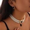 Fashionable Imitation Pearl Necklace Set Light Luxury Geometric Alloy Multi-layer Collarbone Chain
