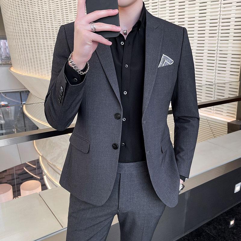 Herren Business Anzug Slim-fit Hochzeitsanzug Zweiteiliges Set XS-5XL Stilvoll Gutaussehend Alles-in-einem Bankett Hose Krawatte Beigeben