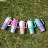 Handle Insulated Cup Ice Cream Cup Car Large Capacity Stainless Steel Rainbow Paint 40oz Car Cup Straw