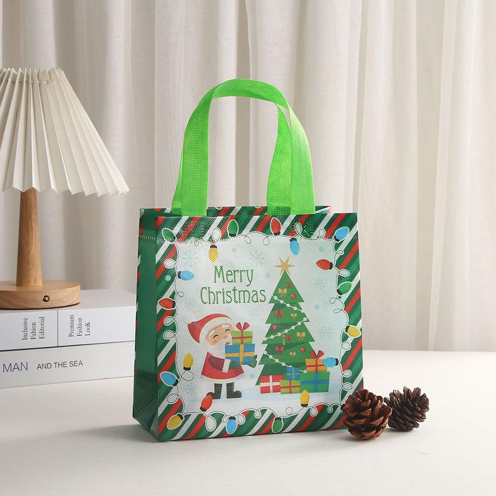 StoBag, Christmas, Santa, New Year's Shopping Tote Bags, For Packing Candy Goodies, Eco-Friendly Non Woven, Celebrating Xmas