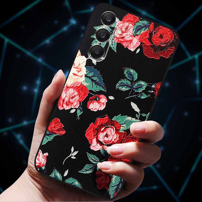 3D Flowers Emboss Fundas For Samsung A25 A35 A55 5G Case Soft Silicone Phone Cases for Galaxy A25 5G Back Cover Shell SamsungA55