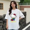 2026 New Summer HelloKitty Cute Graphic Tee Casual Short Sleeve Cotton Top for Women Girls Kawaii Cartoon Print Streetwear