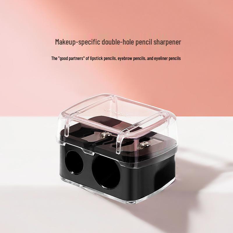 Dual-Hole Makeup Pencil Sharpener with Sharp Stainless Steel Blades for Large & Small Pencils