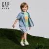 Gap Toddler Unisex Bear Embroidery Denim Short Sleeve Shirt